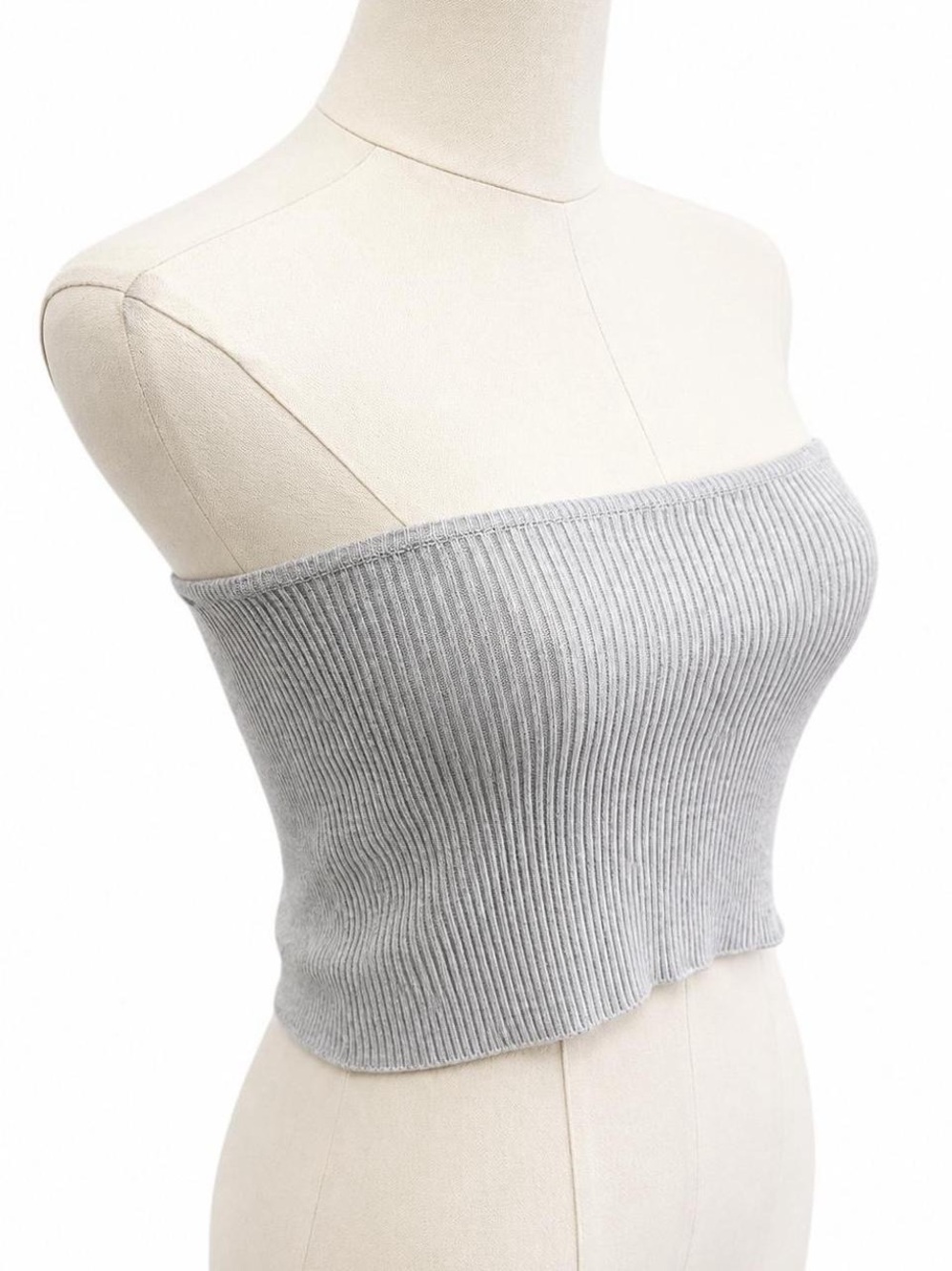 Brandy Melville Grey Ribbed Tube Top One Size 80% Cotton - Picture 4 of 7